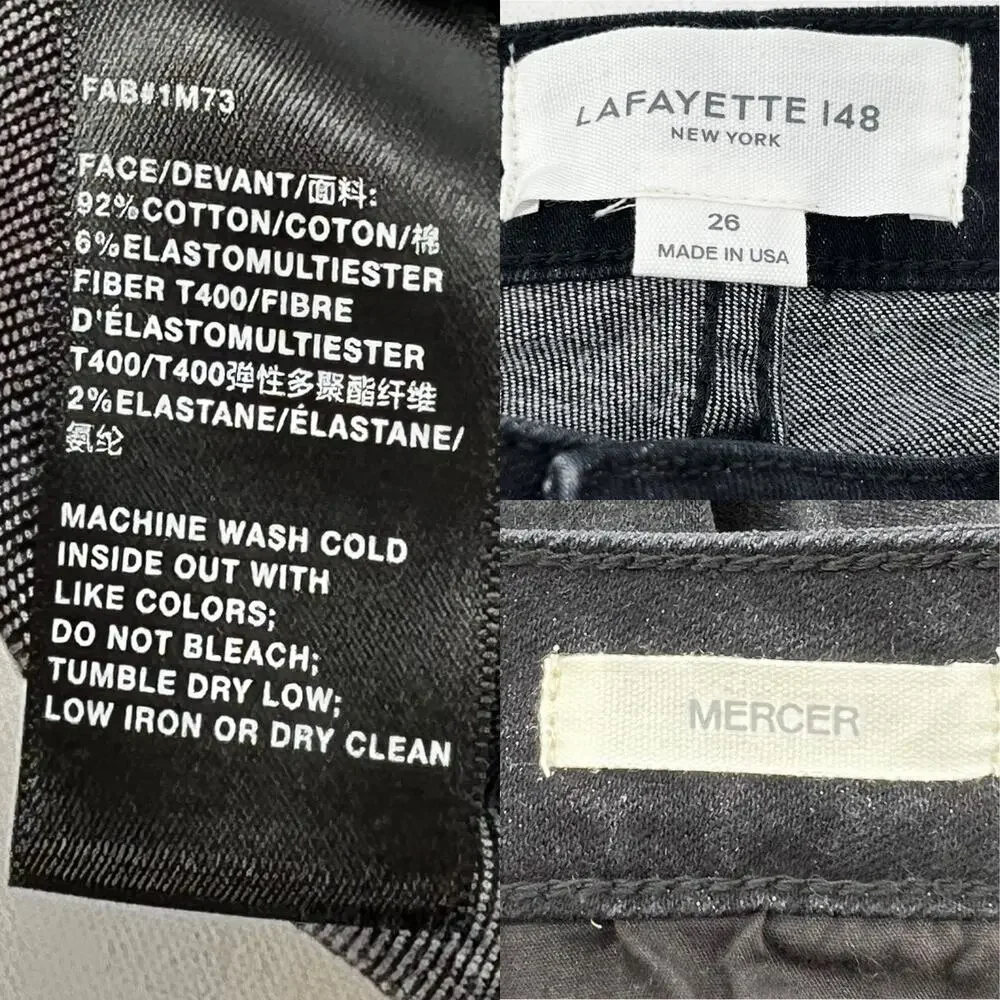 L148 Denim Lafayette 148 Mercer Skinny Jeans Washed Onyx size 26